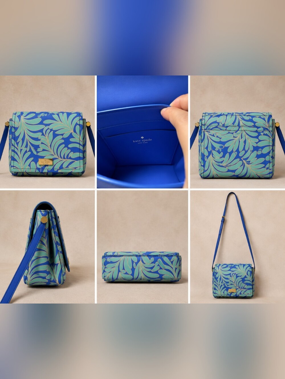 Kate Spade 100% Cow Leather Leaf-Print Crossbody Bag - Picture 14 of 14